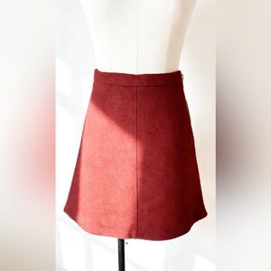 Zara Women Burgundy A-Line Midi Skirt